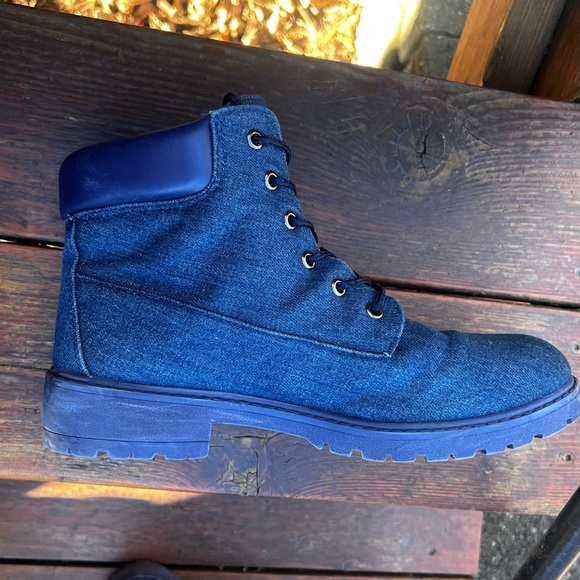 BLUE SUEDE SHOES DENIM ANKLE BOOTS SIZE 10 - Picture 7 of 15